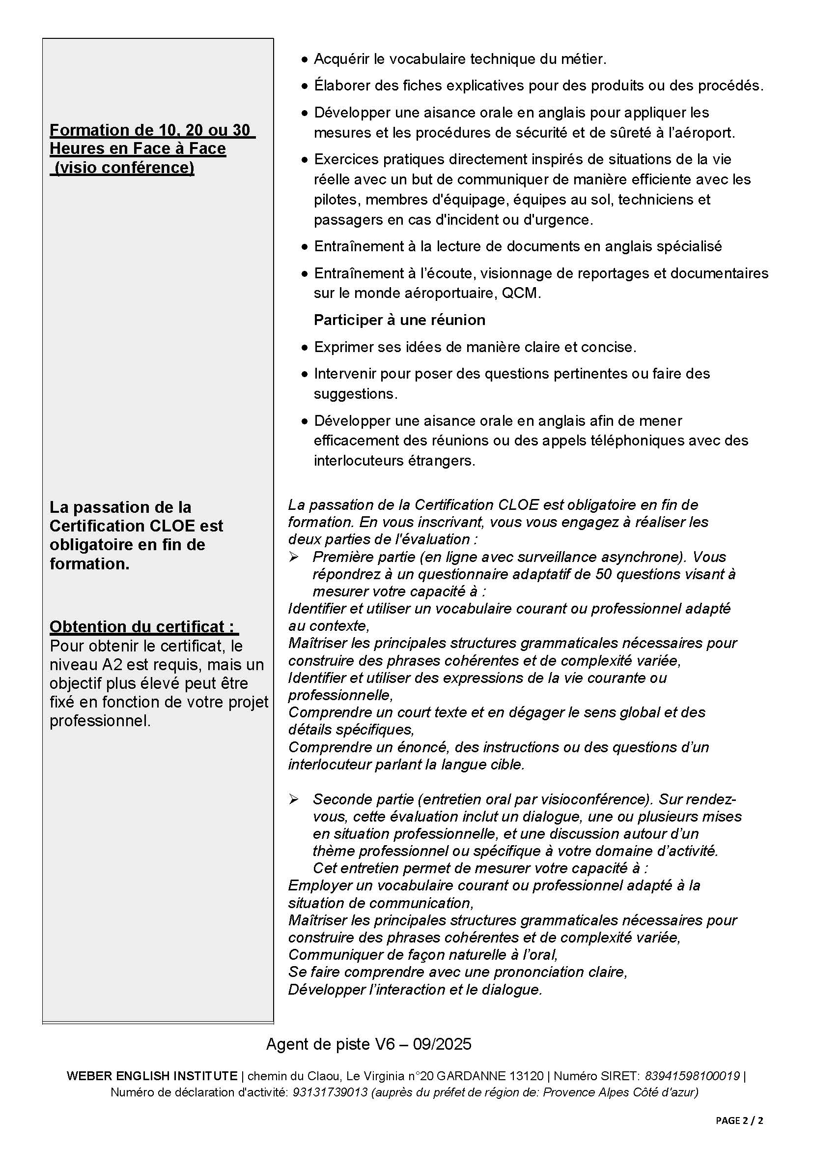 Anglais pour agents de piste